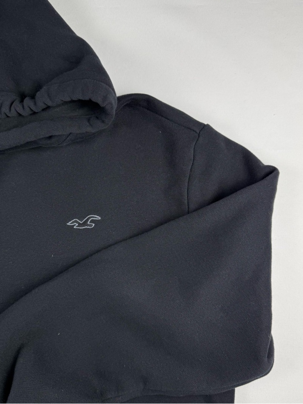 Hollister Black Pullover Hoodie with Contrasting Logo Medium